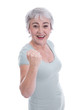 Foto: Frau in Grau mit Power Frau in Grau mit Power