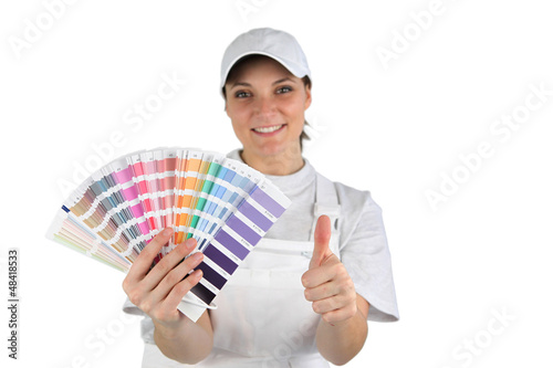 Photo: Painter with a palette of colours to choose from Painter with a palette of colours to choose from