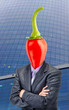 Businessman with chili pepper instead of head