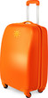 Orange vector travelling baggage suitcase, vector illustration