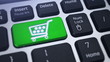 Online Shopping. Tracking shot of the key Shopping Cart.