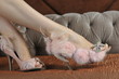Model wearing couture designer shoes