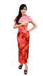 pretty women with Chinese traditional dress Cheongsam and hole C