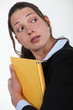 Woman looking over her shoulder