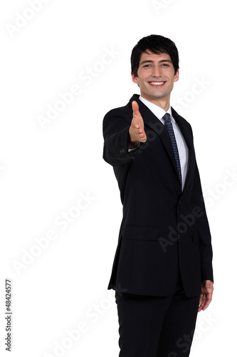 Photo: Cheerful man handshaking Cheerful man handshaking
