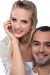 Close-up of couple in studio