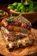 Roasted pork with salad
