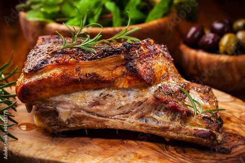Photo: Roasted pork with salad Roasted pork with salad