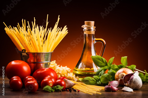 Photo: Pasta and fresh vegetables Pasta and fresh vegetables