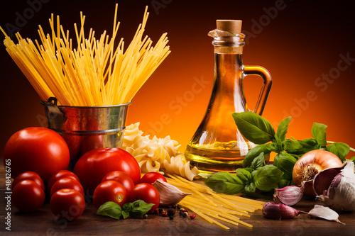 Photo: Pasta and fresh vegetables Pasta and fresh vegetables