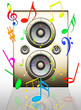 Illustration: Musikbox mit Noten Musikbox mit Noten