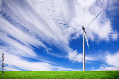 Photo: Turbine on green field Turbine on green field