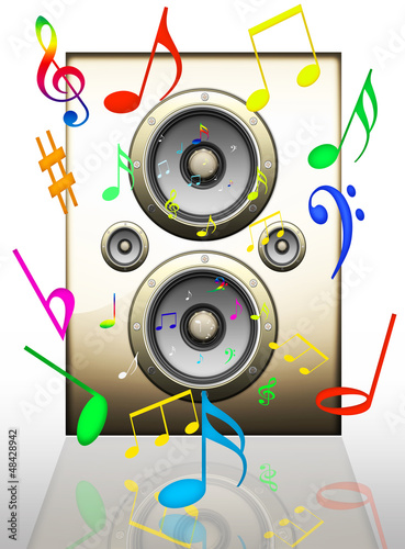Illustration: Musikbox mit Noten Musikbox mit Noten