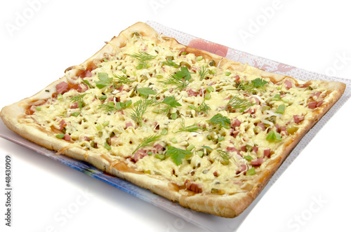 Photo: pizza on a white background pizza on a white background