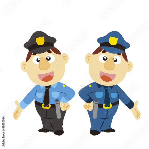 Vector: funny cartoon policeman, two colors funny cartoon policeman, two colors