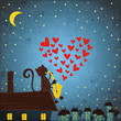 background with night sky ,cat and saxophone