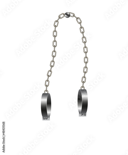 Illustration: Vintage handcuffs and steel chain Vintage handcuffs and steel chain