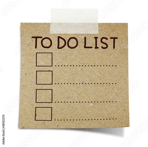 Photo: hand draw to do list on note taped recycle paper hand draw to do list on note taped recycle paper