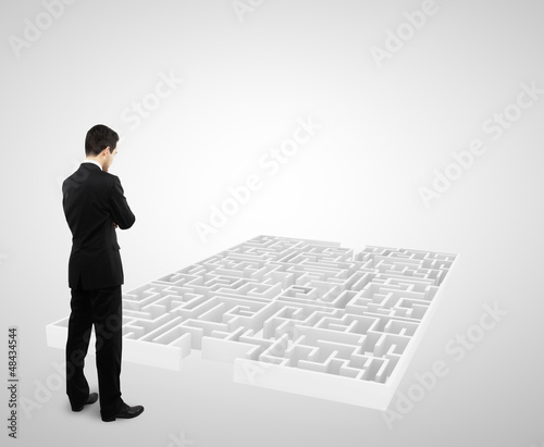 Photo: businessman and white labyrinth businessman and white labyrinth