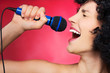 Woman with afro hairstyle singing