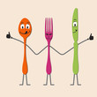 Nice cartoon cutlery set in vector