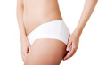 Slim tanned woman's body.
