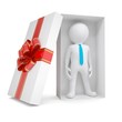 Illustration: 3d white man in gift box 3d white man in gift box