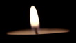One tea candle. Blurred scene