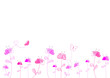 Frise champs fleurs de coeurs - papillons - Saint Valentin