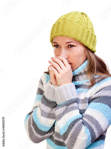 Photo: Thoughtful young girl in sweater Thoughtful young girl in sweater