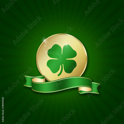 Illustration: St. Patrick´s Day Coin with blank ribbon St. Patrick´s Day Coin with blank ribbon