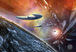 Illustration: Alien Planet And Spaceships - Computer Artwork Alien Planet And Spaceships - Computer Artwork