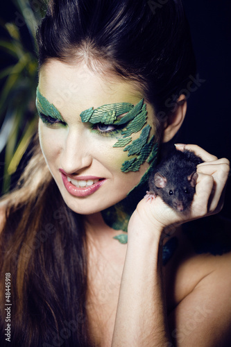 Photo: woman snake with rat woman snake with rat