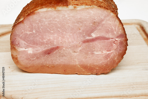 Photo: Sliced Ham on a Wood Cutting Board Sliced Ham on a Wood Cutting Board