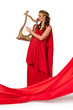 girl in a red dress