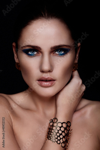 Photo: glamor sexy model with bright blue makeup glamor sexy model with bright blue makeup