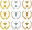 Lorbeerkranz mit Pokal
