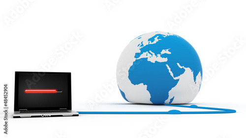 Illustration: laptop uploading the world laptop uploading the world