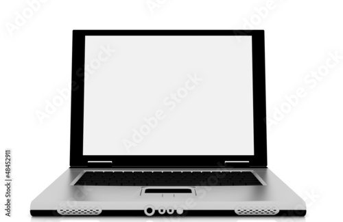 Illustration: Laptop isolation photo with empty white display Laptop isolation photo with empty white display