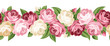 Horizontal seamless background with roses. Vector illustration.