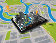 tablet with navigator on map