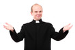 Young priest isolated on white