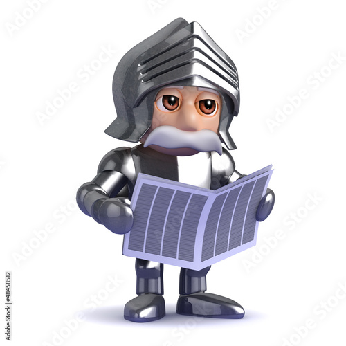 Illustration: Knight reads the newspaper Knight reads the newspaper