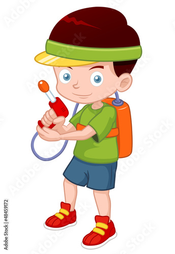 Vector: illustration of Cartoon boy with toy gun illustration of Cartoon boy with toy gun