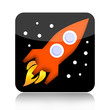 Spacecraft icon with rocket and stars