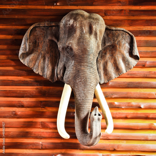 Photo: ancient wood carving elephants ancient wood carving elephants