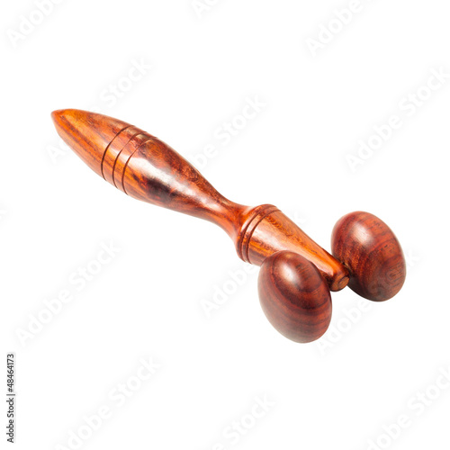 Photo: wooden equipment massage for head isolated on white background,w wooden equipment massage for head isolated on white background,w