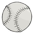 hand drawn, vector, cartoon image of baseball ball
