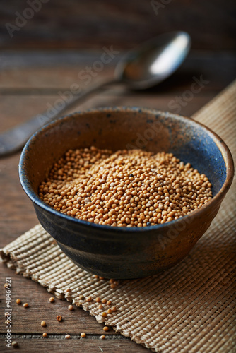Photo: Mustard seeds in a ceramic dish Mustard seeds in a ceramic dish