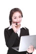 Businesswoman talking on headset